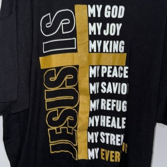 Jesus Is Graphic Black T-Shirt 3X By Take Root Apparel Cotton Blend Casual Unise - Picture 2 of 6
